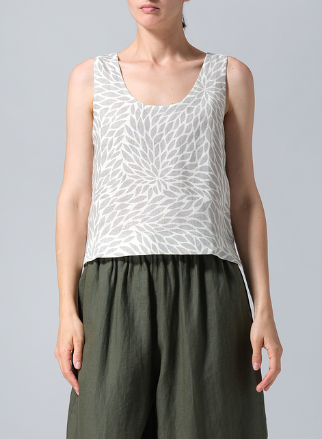 Linen Sleeveless U-neck Vest Top