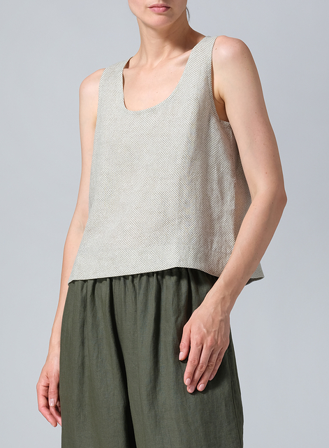 Linen Sleeveless U-neck Vest Top
