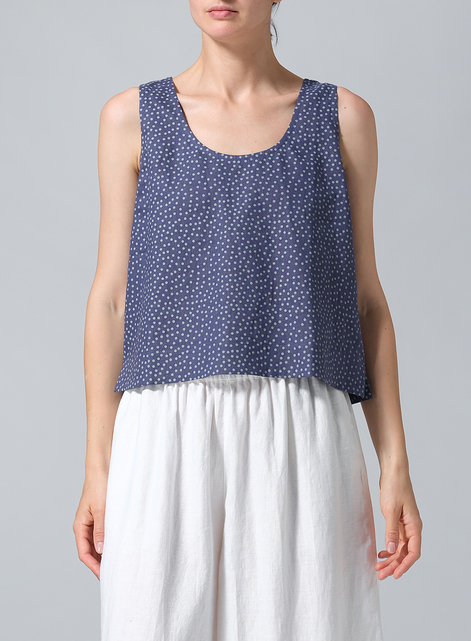 Linen Sleeveless U-neck Vest Top